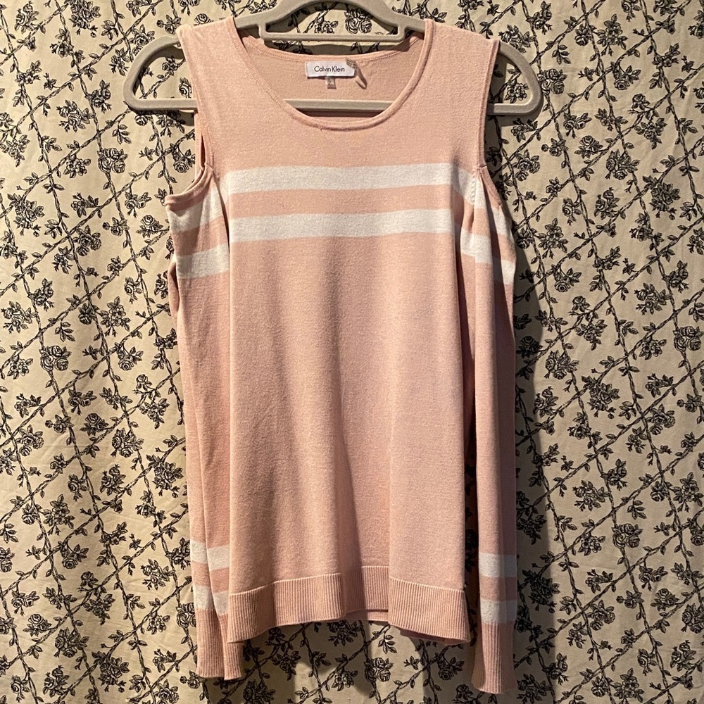 Calvin Klein Women's Blush Pink Cold Shoulder Sweater